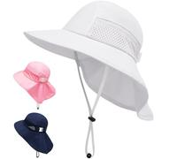 JinBei Sombrero de Sol para Niña Niño Blanco UPF 50+ Verano, 2-6 Años