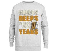 Jinbetee Cheers and Beers To 50 Years Sudadera Gris Unisex con Cuello Redondo Grey Crewneck Unisex Jumper