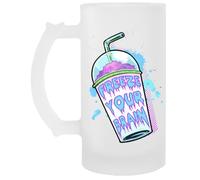 Jinbetee Congela Tu Cerebro Vaso de cerveza transparente con asa Transparent Beer Glass Drinking Cup With Handle
