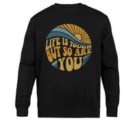Jinbetee La Vida Es Dura, Pero Tú También Lo Eres Cuello Redondo Unisex Negro Black Crewneck Unisex Jumper