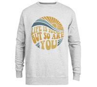 Jinbetee La Vida Es Dura, Pero Tú También Lo Eres Jersey Gris Cuello Redondo Unisex Grey Crewneck Unisex Jumper