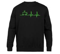 Jinbetee Latido de Corazón Café de la Mañana EKG Sudadera con Capucha Negra Unisex Black Hooded Jumper Unisex Hoodie