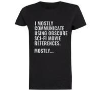 Jinbetee Me Comunico Usando Ciencia Ficción Oscura Camiseta Mujer Negro Women's T-Shirt Black