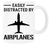 Jinbetee Me Distraigo Fácilmente Con Los Aviones Taza blanca Taza de cerámica para beber White Mug Ceraminc Drinking Cup