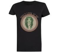 Jinbetee No Me Mires Medusa Camiseta Mujer Negro Women's T-Shirt Black