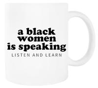 Jinbetee Una Mujer Negra Está Hablando Taza blanca Taza de cerámica para beber White Mug Ceraminc Drinking Cup