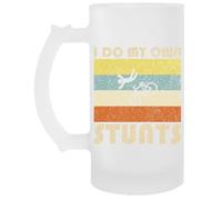 Jinbetee Yo Hago Mis Propias Acrobacias Vaso de cerveza transparente con asa Transparent Beer Glass Drinking Cup With Handle