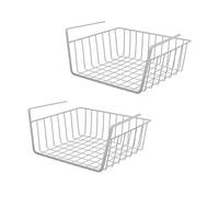 Jinchelle Cestas Almacenaje debajo del estante, Cesta de almacenamiento multifuncional de 2 piezas para guardarropa, baño, oficina, Cocina (Blanco)