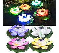 jindaaudio 4 Piezas Luz de Loto Solar, Luz Flotante de Loto LED RGB Impermeable al Aire Libre, Utilizada Para Jardín, Césped, Piscina, Decoración de Estanques