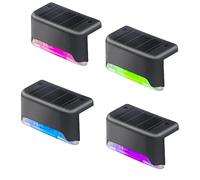 jindaaudio Luces Solares Impermeables para Escaleras 4pack Lámpara Solar LED Colorido para Escalones Caminos Balizas, iluminación LED Luz para Escaleras Cubierta Exteriores