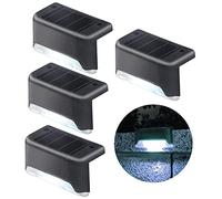 jindaaudio Luces Solares Impermeables para Escaleras 4pack Lámpara Solar LED Frío Blanco para Escalones Caminos Balizas, iluminación LED Luz para Escaleras Cubierta Exteriores