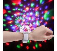 Jindaaudio Reloj de pulsera con bola de discoteca LED, multicolor activado por sonido, luz de fiesta, silicona, batería recargable, estilo moderno, blanco