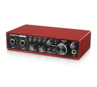 Jindaaudio USB Interfaz de Audio para Ordenador Grabación de Música (Rojo), 2 Canales de Guitarra Interfaz de Audio, 32Bit/192kHz Podcasting Streaming con 48V Phantom Power
