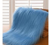 JINDAOSH Super Suave esponjosa Tela de Piel sintética Pelo Largo 12cm（50cm*50cm） Faux Fur Tela Disfraces Invierno Ropa Alfombras Almohadas Artesanía Decoraciones Cosplay(14 Sky Blue)