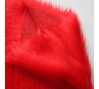 JINDAOSH Thicke Pelo Largo 90mm Tela De Piel Sintética para Tapicería Manualidades Bricolaje Piel Felpa Falsa Tela Peluche para Disfraces Abrigo Cosplay 150x50cm(Color:Rojo)