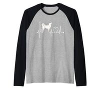 Jindo Dog Heartbeat ECG My Dogs Are My Cardio Pet Lovers Camiseta Manga Raglan