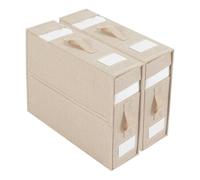 JINEATHES Paquete de 2 organizadores de sábanas y almacenamiento, organizador de sábanas plegable para armario de ropa de cama (tamaño Queen y King) con banda, 2 ventanas y 2 asas, caja organizadora