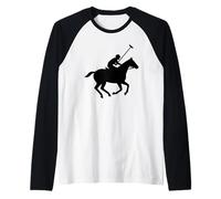 Jinete de Caballo Deportivo Ecuestre con Silueta de Polo Vintage Camiseta Manga Raglan