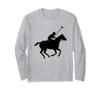 Jinete de Caballo Deportivo Ecuestre con Silueta de Polo Vintage Manga Larga
