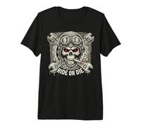 Jinete del señor de la Guerra - Cráneo Motorista endurecido por Batalla Camiseta Premium