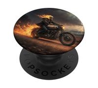 Jinete esqueleto llameante en tormenta del desierto PopSockets PopGrip Adhesivo