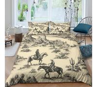 Jinetes del Oeste Juego De Ropa De Cama, 3D Impresión Boceto de Paisaje desértico Funda Nórdica,y Fundas De Almohada,para Adolescentes,Microfibra Double（200x200cm）