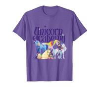Jinetes y Unicornios Camiseta, Hombre, Morado Jaspeado, L