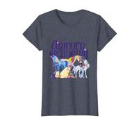 Jinetes y Unicornios Camiseta, Mujer, Azul Jaspeado, L