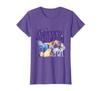 Jinetes y Unicornios Camiseta, Mujer, Morado Jaspeado, L