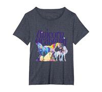 Jinetes y Unicornios Camiseta, Mujer Tallas Grandes, Azul Jaspeado, 2XL Grande