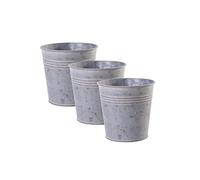 Jinfa Juego de 3 Macetas de Metal galvanizado para Plantas Flores maceteros Interior y Exterior cenicero | Tamaño: S | Ø 13 cm x h 12,7 cm | 1,2L