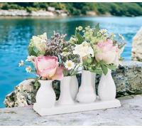 Jinfa Set de 7 jarrones en cerámica - Unidos en Base sólida - Blanco, Multicolor o Negro - Hechos a Mano - Estilo escandinavo - 22×7×11 cm