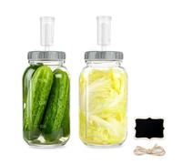 Jinfanshurich 2 unidades de 2 litros de vidrio de fermentación, Kimchi con cierre de aire y tapa, recipiente de cristal para fermentación de kimchi, chucrut, kéfir y iniciador de masa madre