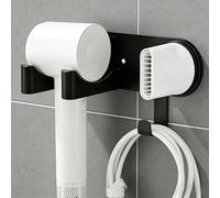 Jinfanshurich Soporte para secador de pelo, soporte para secador de pelo, sin taladrar, soporte de pared de aleación de aluminio para baño, soporte magnético para Dyson accesorio con gancho para