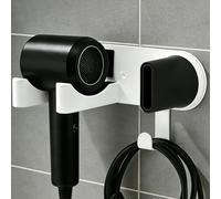 Jinfanshurich Soporte para secador de pelo, soporte para secador de pelo, sin taladrar, soporte de pared de aleación de aluminio para baño, soporte magnético para Dyson accesorio con gancho para
