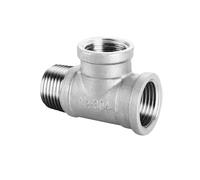 JINFEUGE 1 Te de 3 Vías Roscadaho +Ho + Hembra Dn6/Dn8/Dn15/Dn25, Accesorio de Tubería en T de 1/4", 1/2", 3/4", 1" Y 1-1/4" Bsp, Roscado, Acero Inoxidable 304/Male Female Thread-02/3/8"