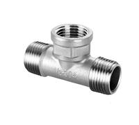 JINFEUGE 1 Te de 3 Vías Roscadaho +Ho + Hembra Dn6/Dn8/Dn15/Dn25, Accesorio de Tubería en T de 1/4", 1/2", 3/4", 1" Y 1-1/4" Bsp, Roscado, Acero Inoxidable 304/Male Female Thread-01/3/8"
