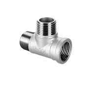 JINFEUGE 1 Te de 3 Vías Roscadaho +Ho + Hembra Dn6/Dn8/Dn15/Dn25, Accesorio de Tubería en T de 1/4", 1/2", 3/4", 1" Y 1-1/4" Bsp, Roscado, Acero Inoxidable 304/Male Female Thread-03/1/4"