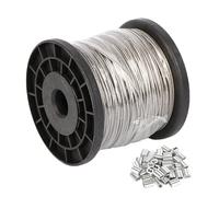 JINFEUGE Cable de Acero Inoxidable 304 Recubierto de Pvc con Manguito de Engarce de Aluminio, Longitud 200 M, Diámetro 0,4-0,8 Mm/Diameter 0.8Mm