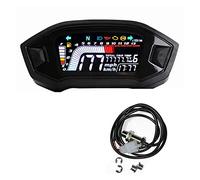JINFOLI Velocímetro digital LCD universal for motocicleta de 12 V, tacómetro, indicador de nivel de combustible, 13 000 RPM, 2 y 4 tipos de cilindros, reloj de 24 horas Velocímetro para motocicleta(Ga