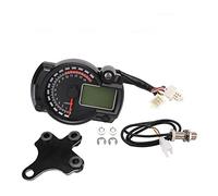 JINFOLI Velocímetro, tacómetro, odómetro, marcha 19000 RPM, 299 km/h, MPH, advertencia de nivel de combustible for motocicleta, temperatura del agua, CC 12 V, con 7 luces de fondo Velocímetro para mot