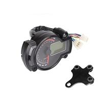 JINFOLI Velocímetro, tacómetro, odómetro, marcha 19000 RPM, 299 km/h, MPH, advertencia de nivel de combustible for motocicleta, temperatura del agua, CC 12 V, con 7 luces de fondo Velocímetro para mot