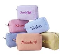JinFu dian Bolsa de maquillaje personalizada de sirsaca, bolsa de cosméticos con nombre bordado, regalos para mujeres y madres, regalos para mejor amiga, novia, dama de honor, cumpleaños, Varios