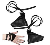 JINGAN Guantes Cuero | Guantes sin dedos para mujer - Guantes sin dedos piel sintética, Guantes motociclista negro para mujeres y niños bailando, Cosplay