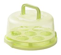 JINGAN Portatartas | Portacupcake 7 ranuras - Soporte contenedor pastel con tapa y asa, bandeja soporte pastel