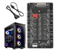 JINGAN Ventilador 3 Pines - PWM Fan Hub Splitter 4 Pin 5V 3 Pin ARGB Fan Hub - Ventilador PWM Profesional 2 en 1 10 Puertos para refrigeración CPU computadora PC