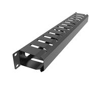 JINGCHENGMEI All Metal 1U - Sistema de gestión de Cables para Rack de servidores de 19 Pulgadas, Montaje Horizontal en Rack, 12 Ranuras más Grandes (AHMMA1U12S, Negro)