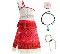JingDan Disfraz de princesa del océano para niñas, disfraz de Halloween, vestido de fiesta de cumpleaños, disfraz de princesa, Rojo -, 4 años