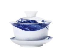 Jingdezhen-Taza De Té Gaiwan Porcelana Blanca, Fabricante Azul Y, Tazón Cerámica Pintado A Mano, Suministros Juego La Elegancia Es Atemporal(B5)