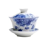 Jingdezhen-Taza De Té Gaiwan Porcelana Blanca, Fabricante Azul Y, Tazón Cerámica Pintado A Mano, Suministros Juego La Elegancia Es Atemporal(D5)